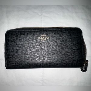 Black coach zip around wallet